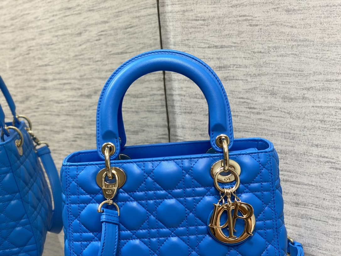 Medium Lady Dior Bag Blue Cannage Lambskin